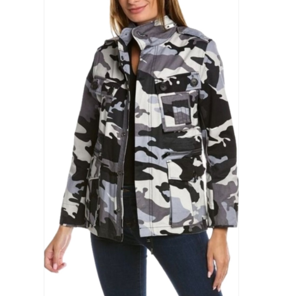 Zadig & Voltaire Kola Camouflage Utility Jacket Grey Small NWT